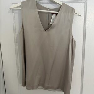MaxMara Beige V-Neck Sleeveless Blouse